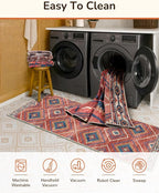 Area Rug 10x14 Rug Machine Washable Non-Slip Low Pile Print Pattern Western Rug - Image 4