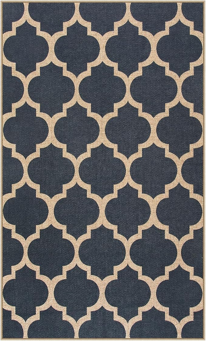 Lahome Moroccan 3x5 Outdoor Rug, Easy Jute Blue Washable Rug - Image 7
