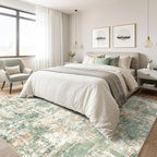 5x8 Area Rug Living Room: Washable Large Abstract Soft Green Rugs Stain - Image 4