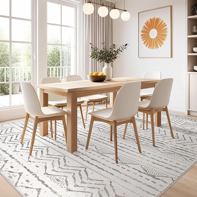 Nakagishi Area Rugs 8x10 Living Room: Washable Boho Large Neutral Soft - Image 7
