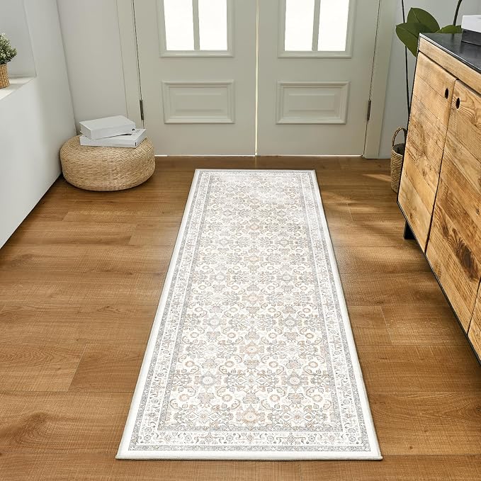 WITSHOCK 2x6 Runner Rugs for Hallways, Vintage Neutral Hallway Rugs for Entryway - Image 3