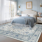 Area Rugs 8'x10' Washable Non-Slip, Floral Vintage Distress Print Pattern - Image 2