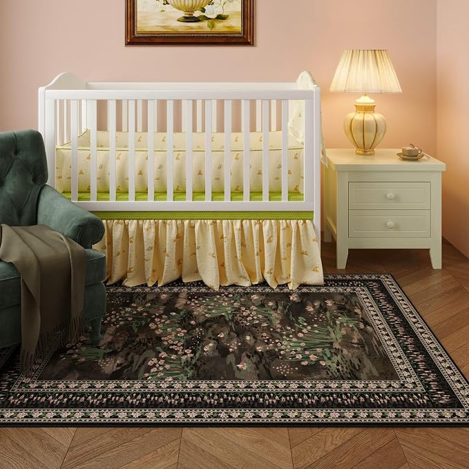 Rugcomf 4x6 Rug for Bedroom Impressionist-Style Vintage Washable Rugs Non Slip - Image 5