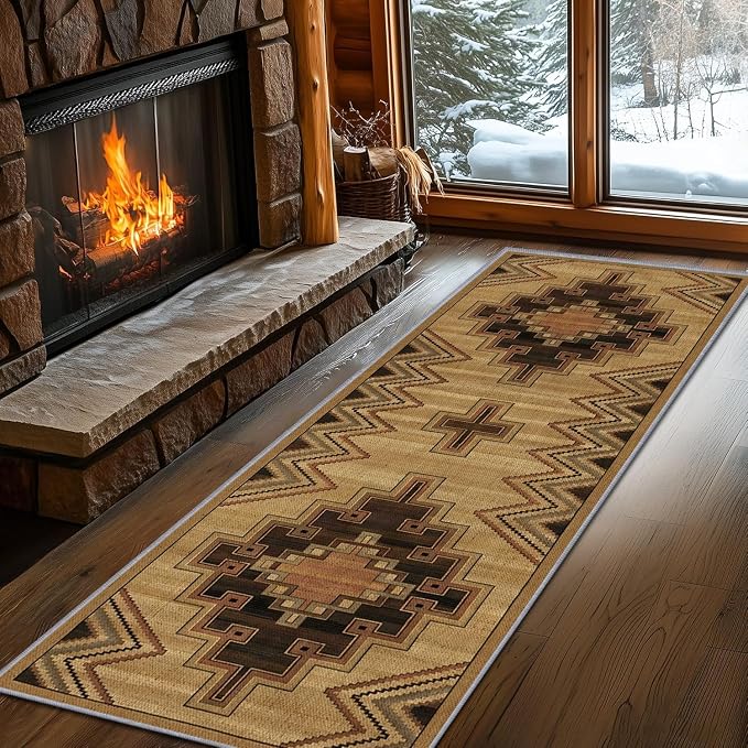 Vintage Geometric Cross Hallway Runner Rug, 2x8ft Entrance Washable Rug by LGGLOVELIN