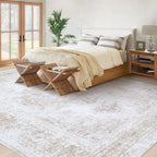 Area Rug 8x10 Living Room Rug, Machine Washable Vintage Distressed Medallion - Image 2