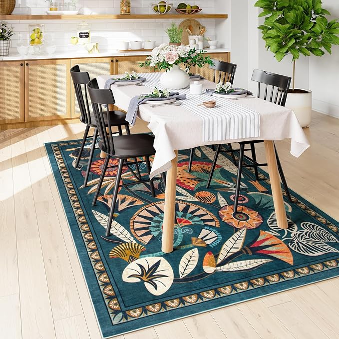 Boho Egypt Green Area Rugs for Living Room Bedroom, 5x7 Washable Large Dining - Image 3