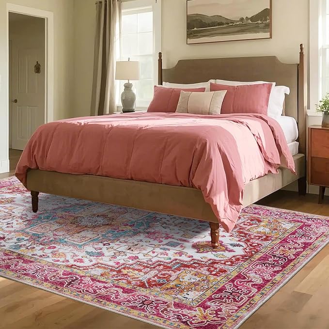 Large Area Rugs 8x10 for Living Room, Washable Vintage Rugs -Low Pile, Soft - Image 3