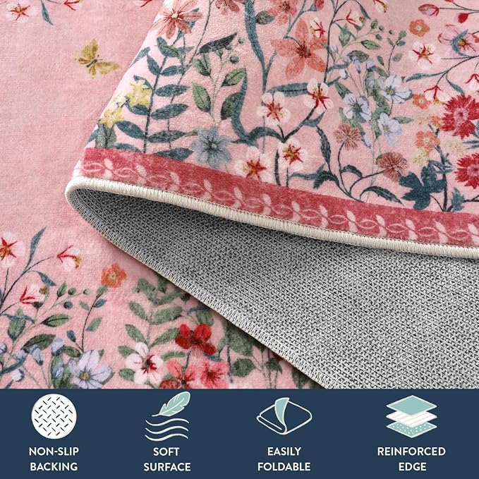 Lahome Boho Floral 2x3 Small Pink Rugs - Image 6