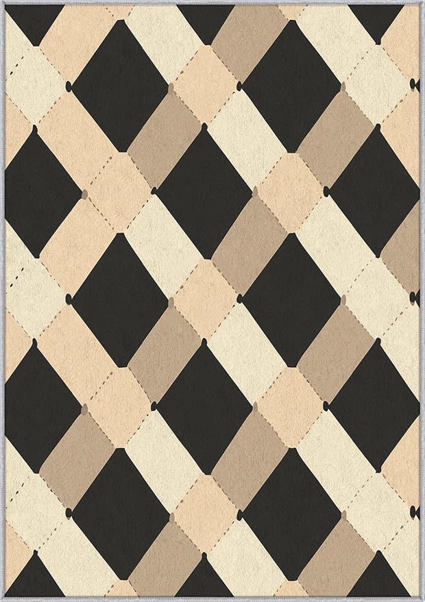 Washable 5x8 Modern Geometric Rug Living Room, Abstract Diamond Design Area Rugs - Image 3