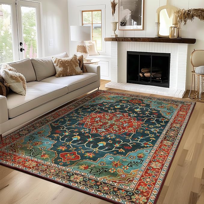 WILLSUN Washable Area Rugs, 4x6 Non-Slip Boho Large Area Rugs - Image 2