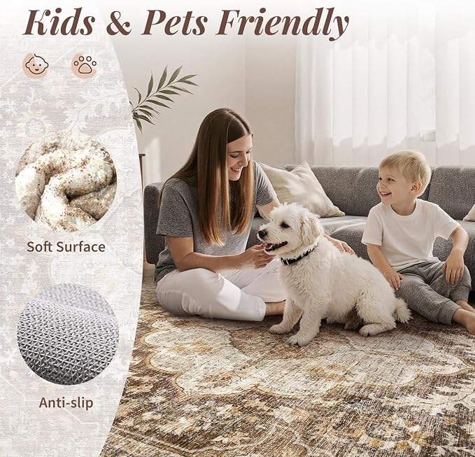 tchdio 3x5 Bedroom Area Rug, Non Slip Washable Entryway Rug Indoor, Soft Low - Image 3