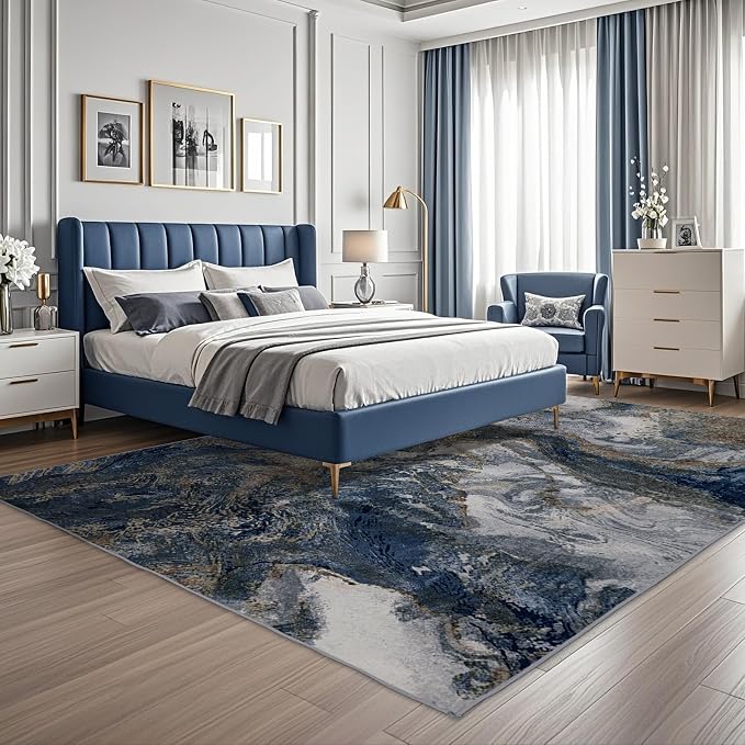 Modern Washable Rug for Living Room: Abstract 5x7 Area Rugs for Bedroom Low - Image 4