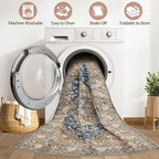 8x10 Area Rugs Living Room: Washable Boho Large Neutral Vintage Soft Rug Stain - Image 2
