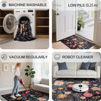 8x10 Area Rug, Floral Rugs for Living Room, Stain-Resistant Washable Bedroom Rug - Image 4