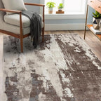 LUXE WEAVERS Euston Collection 7681 Brown 5x7 Modern Abstract Area Rug by LuxeWeavers