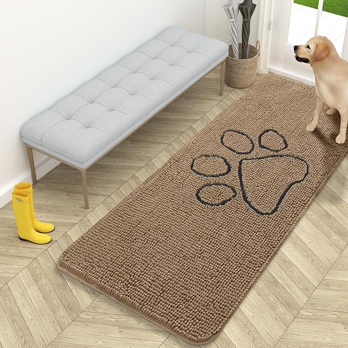 OLANLY Dog Door Mat for Muddy Paws 59x24, Paw Print Design, Absorbs Moisture by OLANLY