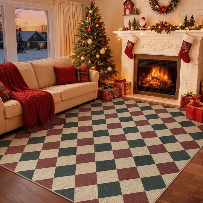 Lahome Checkered Rugs for Living Room, 8x10 Indoor Outdoor Rug Dining Room - Image 2