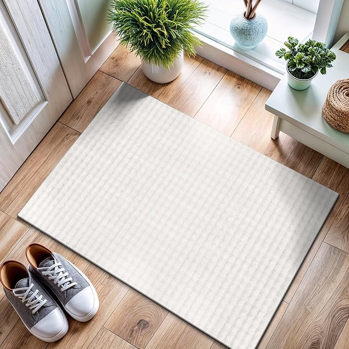 CAMILSON Modern White Non Slip Door Mat Rug 2x3 Ultra Soft High Pile Entryway - Image 4