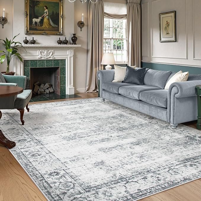 Lahome Vintage 8x10 Washable Grey Rugs - Image 8