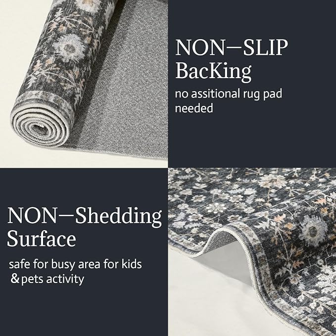 8x10 Washable Area Rugs Ultral Soft Non-Slip Stain Resistant Vintage Boho Large - Image 9