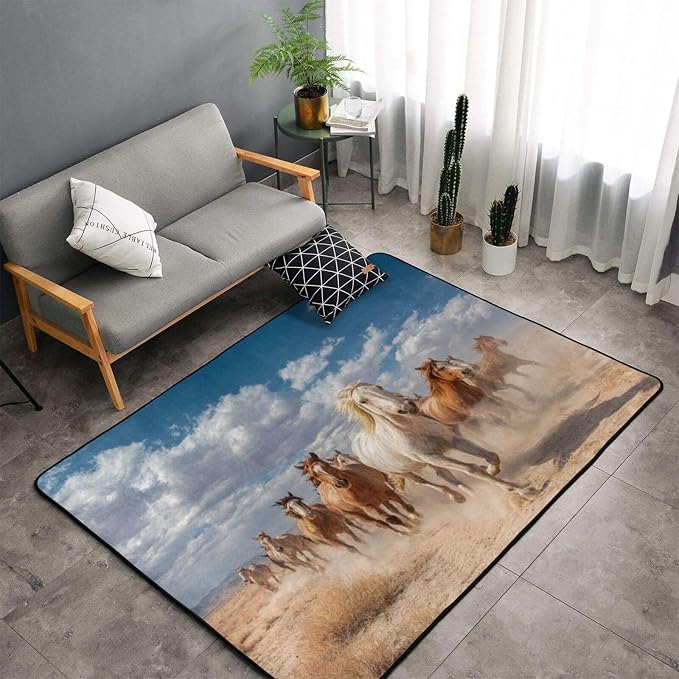 Running Horse Area Rug Washable Outdoor Rugs Anti-Slip Soft Carpet Entryway by Unknown