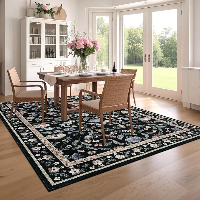 5x7 Washable Non-Slip Rug, Vintage Floral Area Rug - Image 2