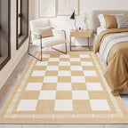 Vasofe Checkered Jute 5x7 Area Rugs, Washable Outdoor Patio Rug - Image 4