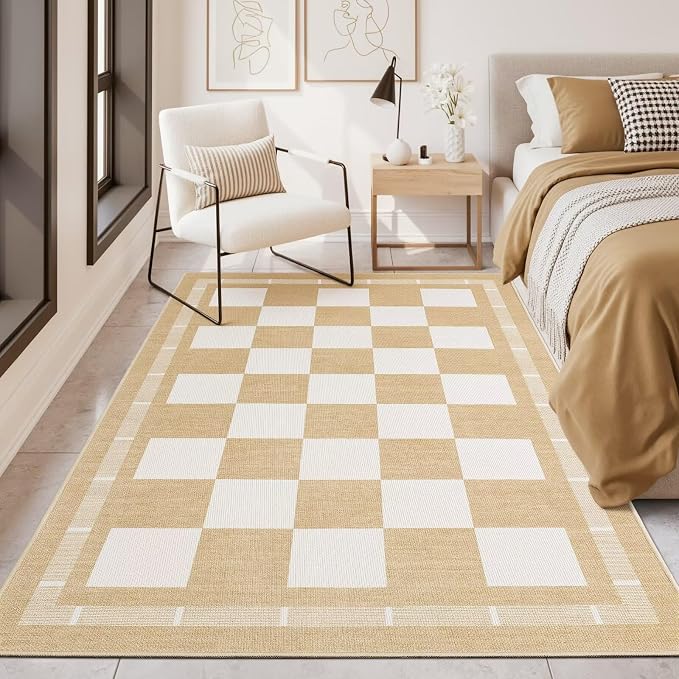Vasofe 3x5 Plaid Rug, Jute Rugs, Washable Outdoor Indoor Checkered Carpets - Image 4
