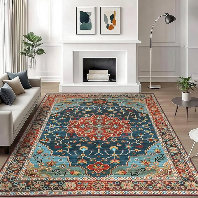 WILLSUN Washable Area Rugs, 5x7 Non-Slip Boho Large Area Rugs by Embracethewarmthofhome