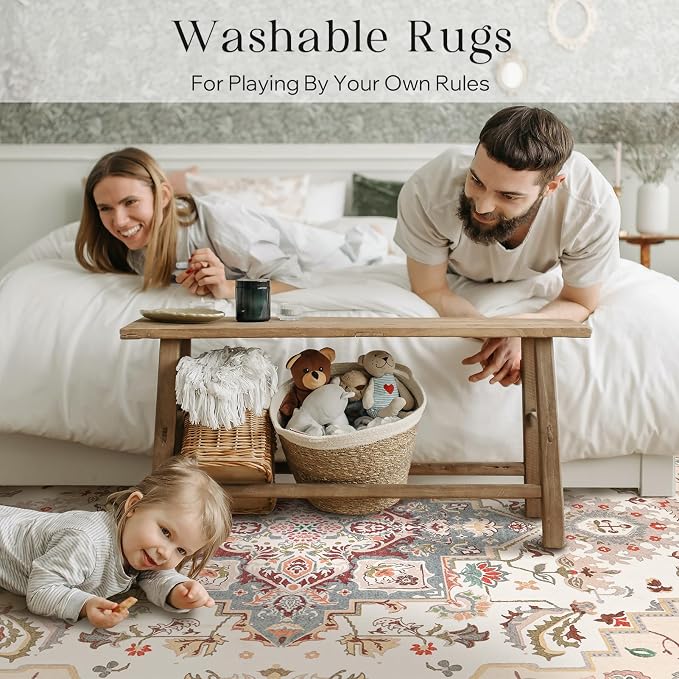 Phantoscope Washable Area Rug 8'x10' Non-Slip, Vintage Boho Rugs - Image 9