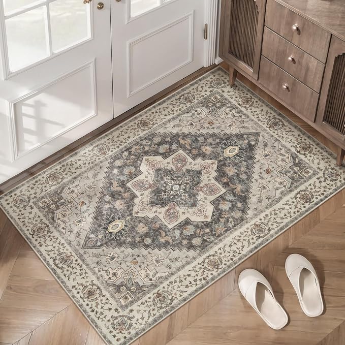Tangsoo 2x3 Washable Rugs for Entryway, Vintage Non Slip Small Area Rug by Tangsoo