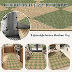 Lahome Checkered Green Runner Rug, 2x8 Carpet Runners - Image 5