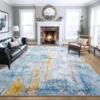 Ompaa Living Room Rug 6x9 Blue Area Rug Machine Washable Boho Rug Non Slip - Image 8