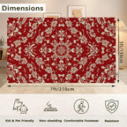 Red Flower Carpet for Living Room, 5x7 Non-Slip Washable Low Pile Abstract - Image 2