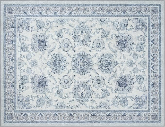 Phantoscope Washable Area Rug 9'x12' Non-Slip, Vintage Neutral Rugs - Image 2