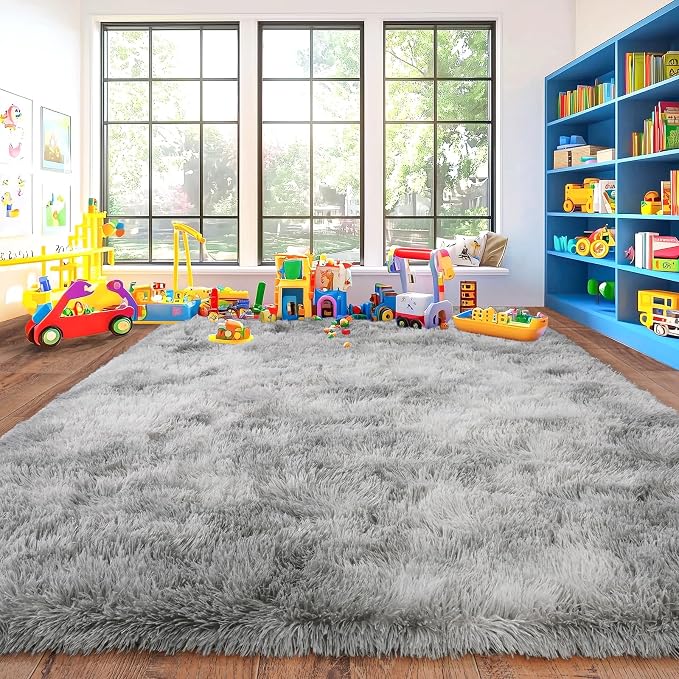 Soft Shaggy Rugs Light Grey Fluffy Rug - Image 2