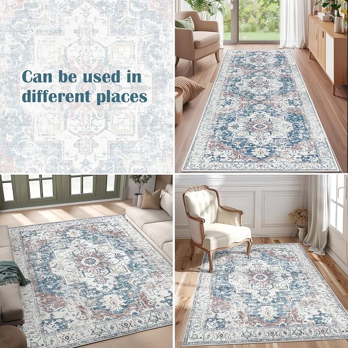 jinchan Kelda Runner Rug 3x10 Vintage Hallway Rug Washable Runner Retro Floor - Image 4