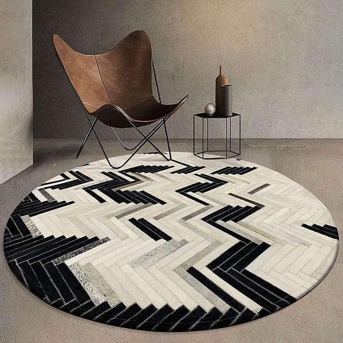 Round Geometric Area Rug for Living Room | Soft & Durable Modern Carpet for - Image 2