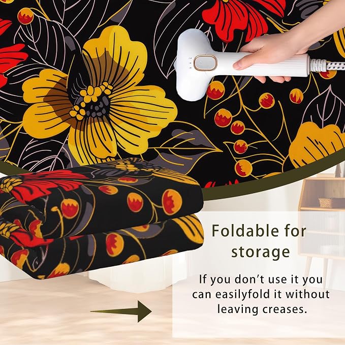 Black Floral Washable Living Room Area Rug, Low Profile Abstract Pattern - Image 6