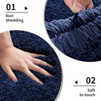 Navy Bathroom Rug 20x32 Non Slip Fluffy Bath Mat - Image 4