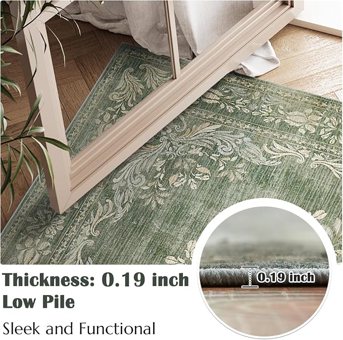 jinchan Vintage Floral Runner Rug 2x5 - Image 2