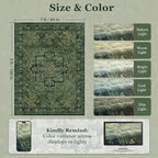 Retro Green Area Rug 7x9 for Living Room, Distressed Medallion Dining Room Rug - Image 2