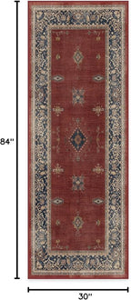RUGGABLE Washable Vintage Runner Rug – Verena Amber Red 2.5x7, Stain-Resistant - Image 3