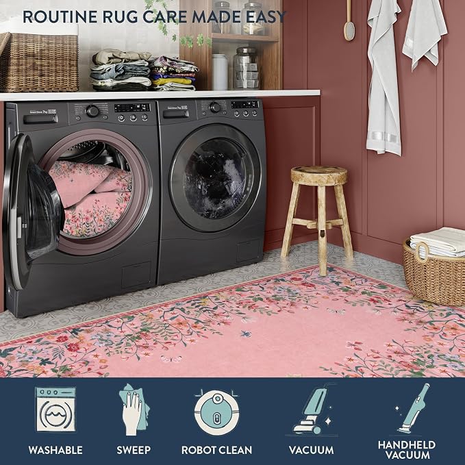 Lahome Boho Floral 5x7 Pink Rugs - Image 4