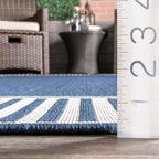 Nuloom Asha Navy/Ivory, Striped Border, Soft and Cozy, High Traffic, Stain - Image 3