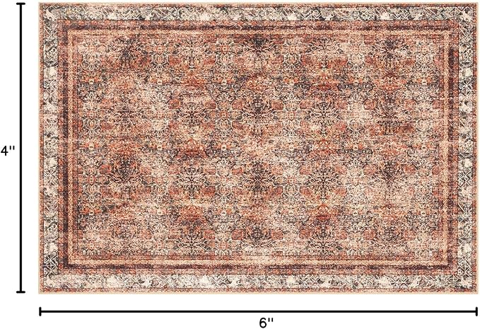 Phantoscope Washable Area Rug 4'x6' Non-Slip, Vintage Neutral Xmas Rugs - Image 2