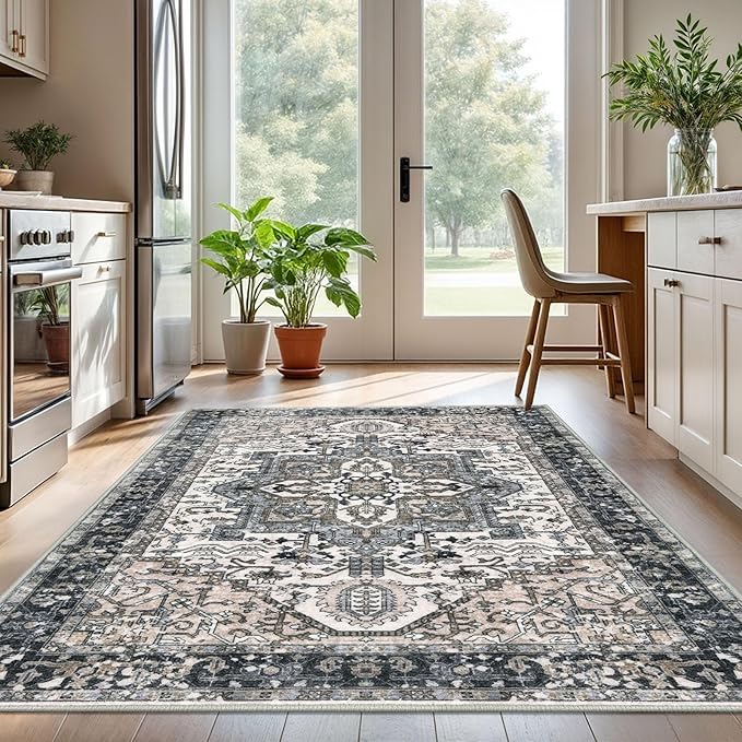 KOZYFLY Boho Area Rug 5x7 Ft Thin Washable Rugs - Image 2