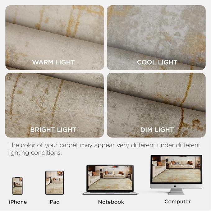 Joydeco 2x6 Runner Rug for Hallway, Modern Abstract Non-Slip Soft Washable Rugs - Image 9