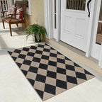 Easy Jute Checkered Entryway Rug, 2.6x4 Black Modern Indoor Outdoor Doormat - Image 5