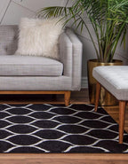Rugs.com Lattice Frieze Collection Rug – 4' x 6' Black Medium Rug Perfect - Image 3